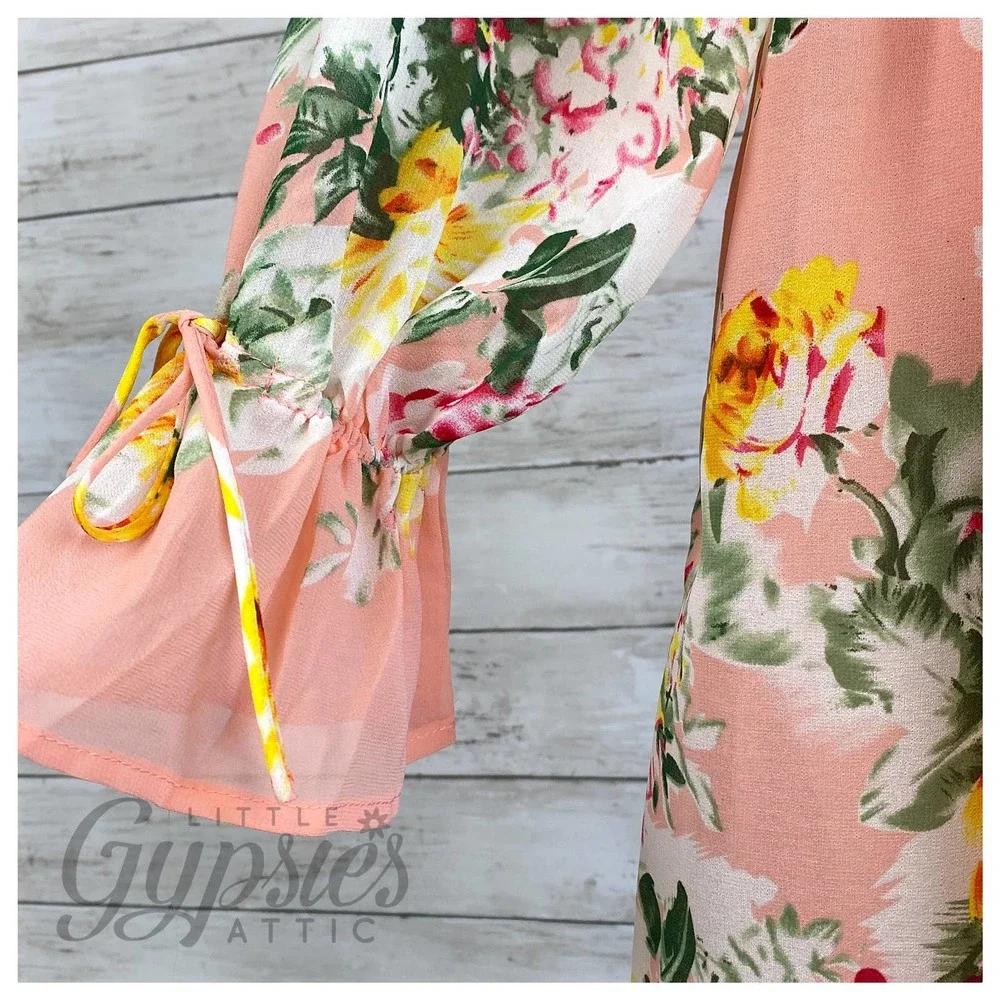 Entro Peach and Yellow Roses Babydoll Dress - Picture 7 of 10